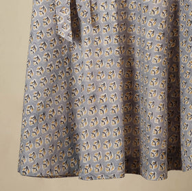 Grey - sanganeri cotton wrap around skirt 02 - handcrafted