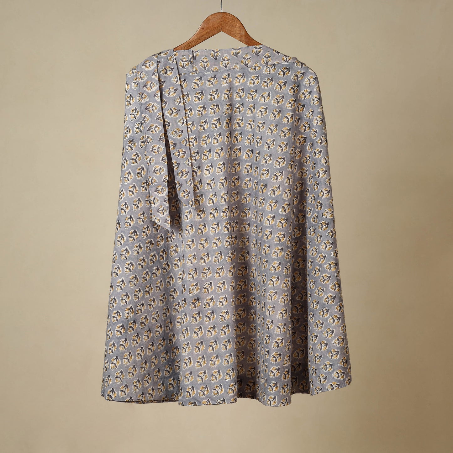 Grey - sanganeri cotton wrap around skirt 02 - handcrafted