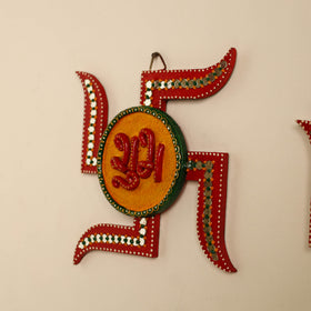  Handpainted Wooden Shubh Labh Hangings (Set of 2) 