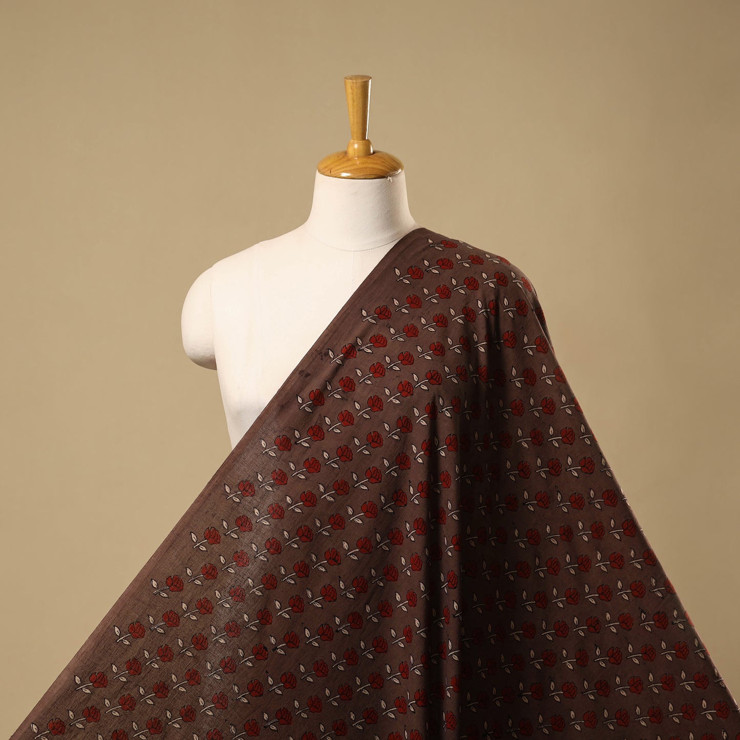 Natural Dyed Hand Block Cotton Ajrakh Print Fabric 07