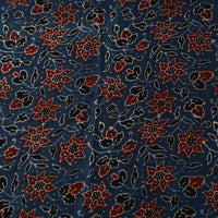 Blue - Ajrakh Hand Block Printed Modal Silk Fabric 03