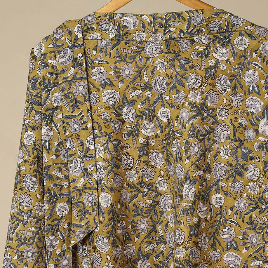 Yellow - sanganeri cotton wrap around skirt 05 - handcrafted