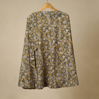 Yellow - sanganeri cotton wrap around skirt 05 - handcrafted