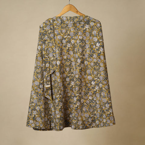 Yellow - sanganeri cotton wrap around skirt 05 - handcrafted