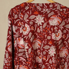 Red - sanganeri cotton wrap around skirt 07 - handcrafted