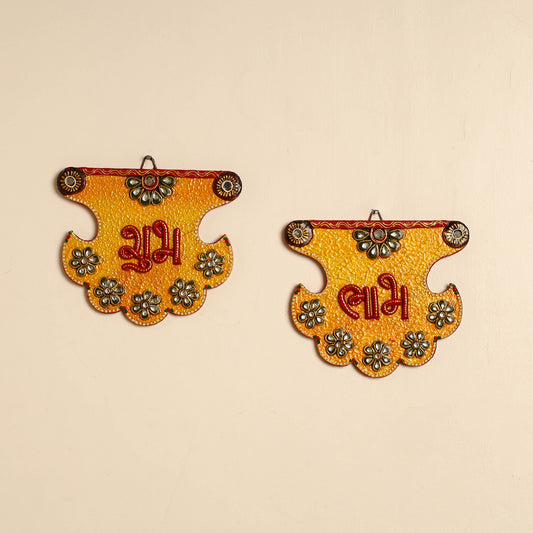 Handpainted Wooden Shubh Labh Hangings (Set of 2) 14