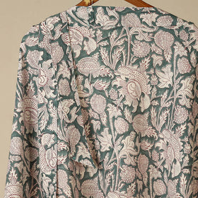 Green - sanganeri cotton wrap around skirt 04 - handcrafted