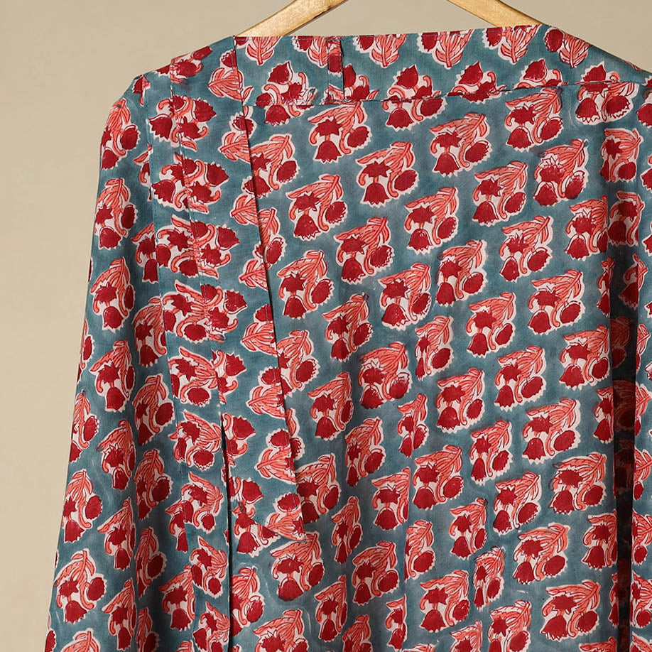 Red - sanganeri cotton wrap around skirt 10 - handcrafted