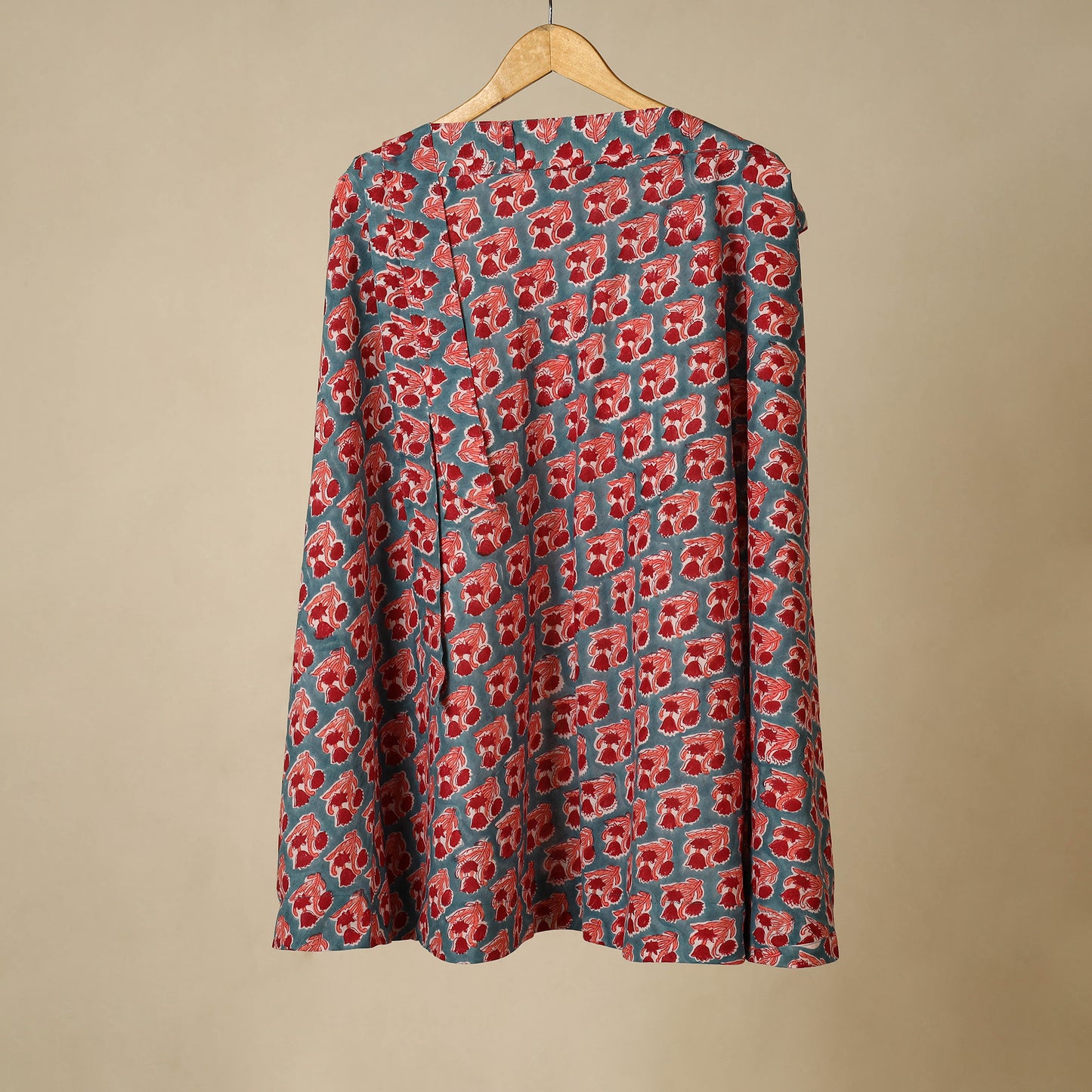 Red - sanganeri cotton wrap around skirt 10 - handcrafted