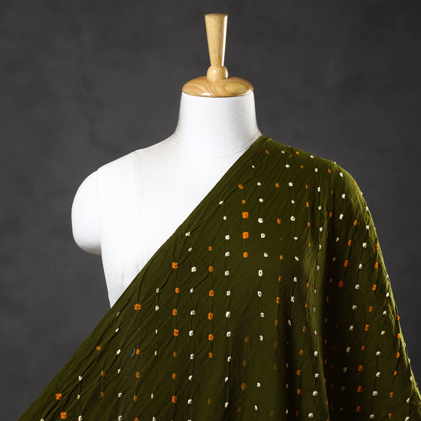 Mehandi Green - Kutch Bandhani Tie-Dye Mul Cotton Fabric 11