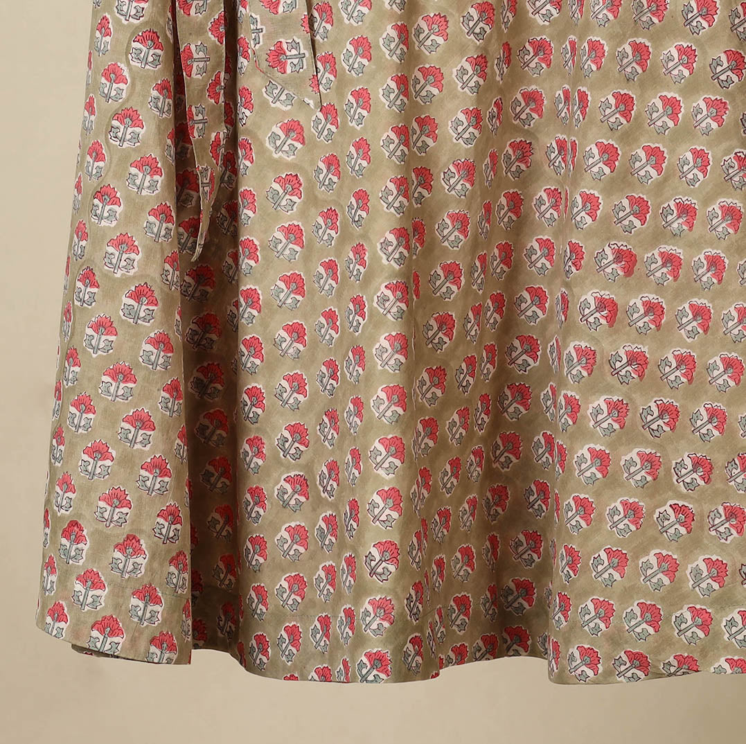 Brown - sanganeri cotton wrap around skirt 14 - handcrafted