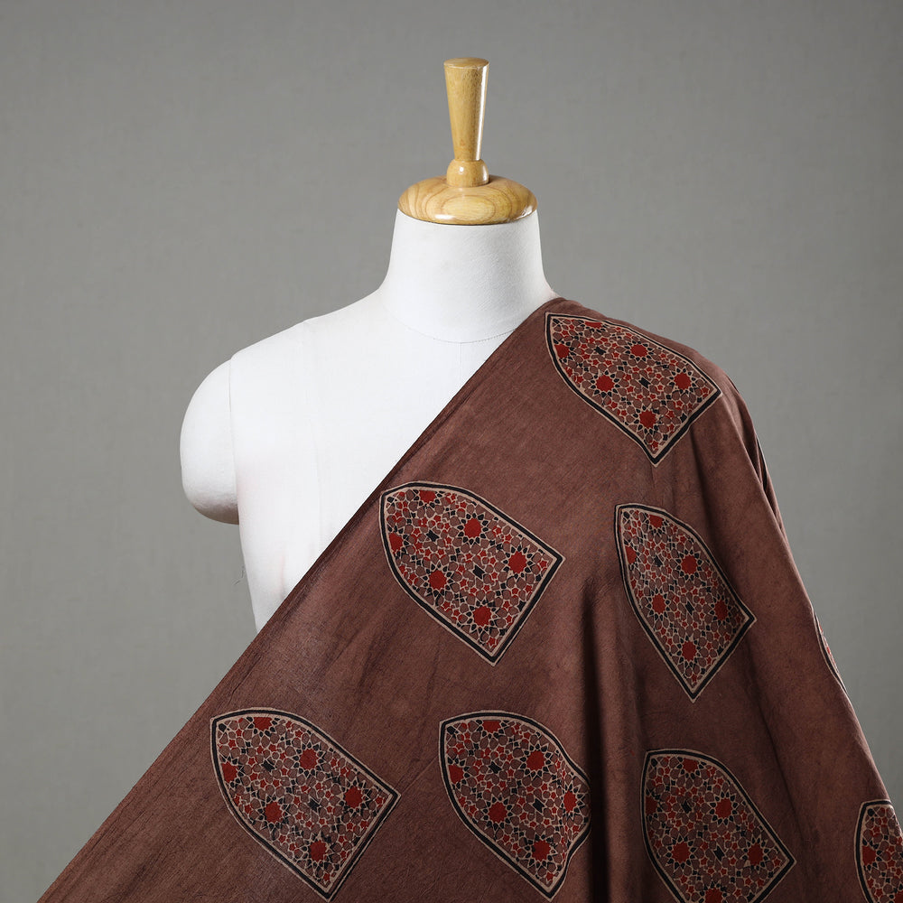 Brown - Pure Cotton Ajrakh Print Fabric 19