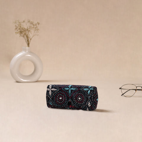 Black - Handcrafted Bengal Kantha Work Spectacle Case 03