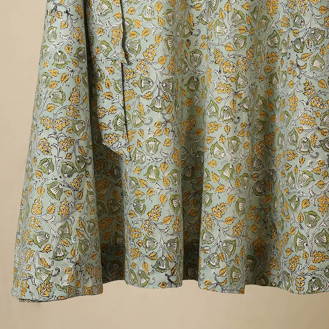 Green - sanganeri cotton wrap around skirt 23 - handcrafted