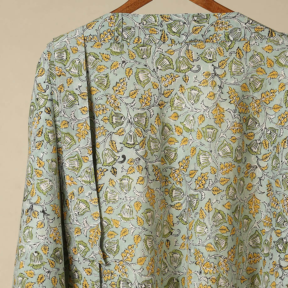 Green - sanganeri cotton wrap around skirt 23 - handcrafted