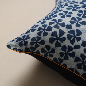 Hand Block Print Indigo Bagru Cushion Cover 24