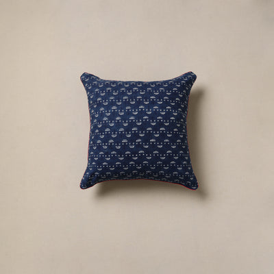 Hand Block Print Indigo Bagru Cushion Cover 25