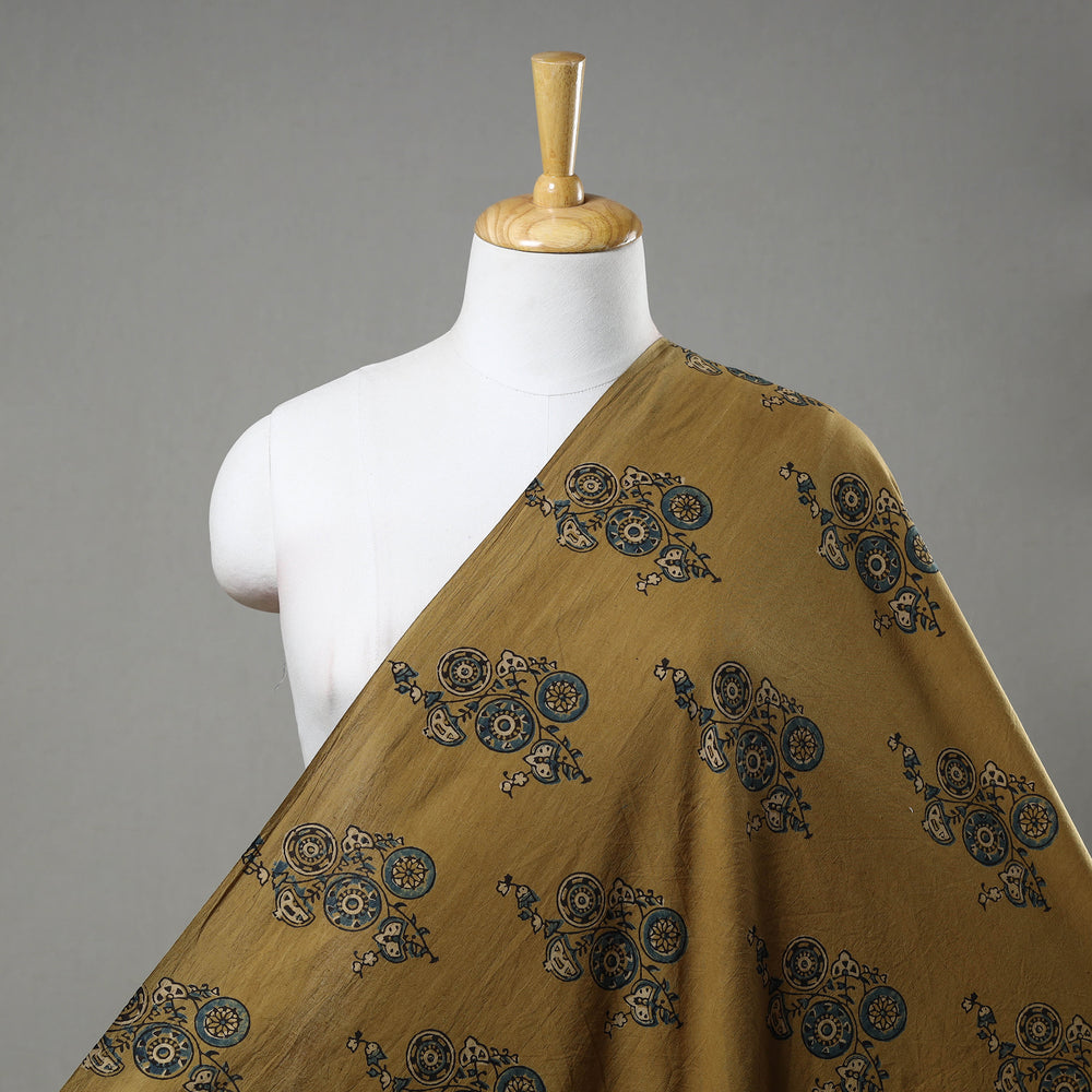 Yellow - Pure Cotton Ajrakh Print Fabric 01