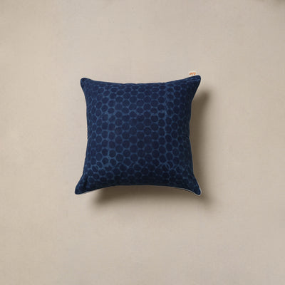 Hand Block Print Indigo Bagru Cushion Cover 26