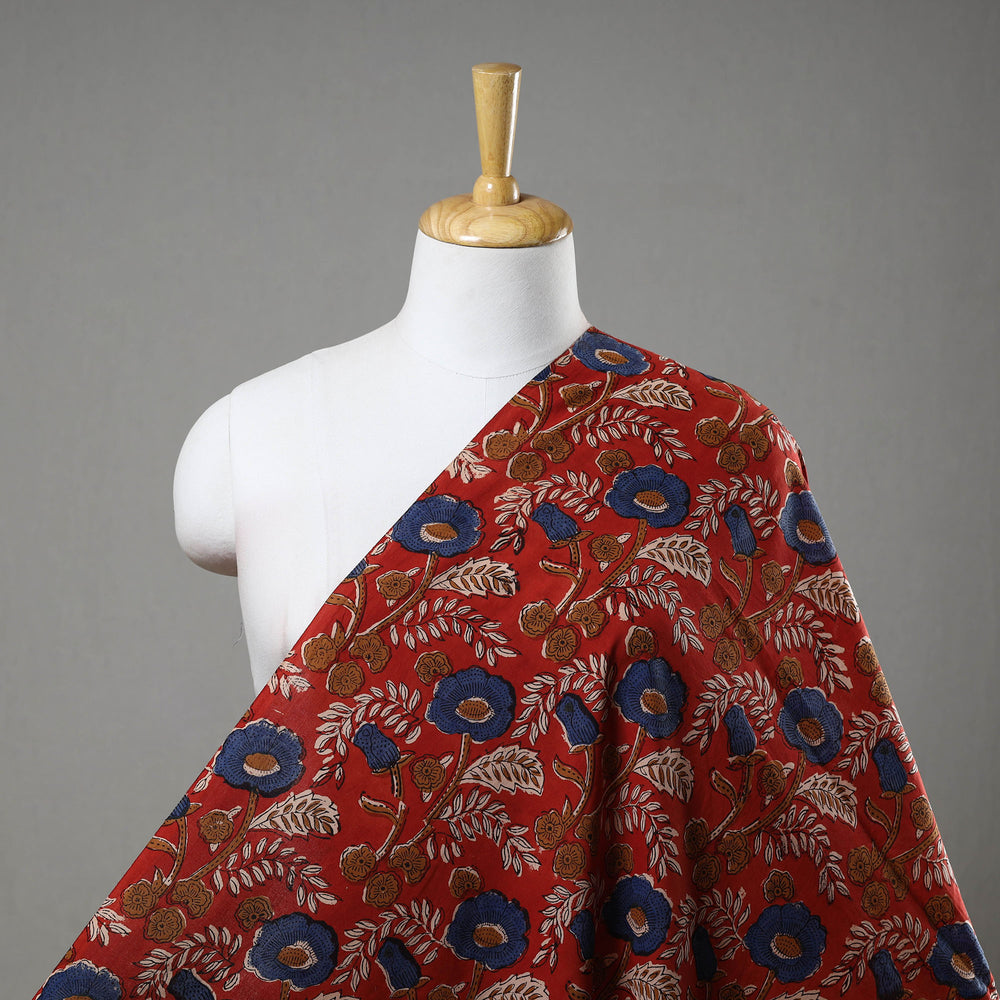 Red - Block Printed Cotton Bagru Kalamkari Fabric 15