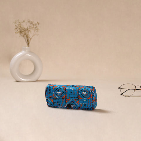 Blue - Handcrafted Bengal Kantha Work Spectacle Case 11