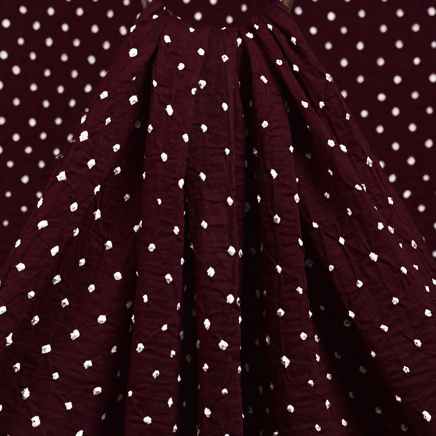 Maroon - Kutch Bandhani Tie-Dye Cotton Fabric 22