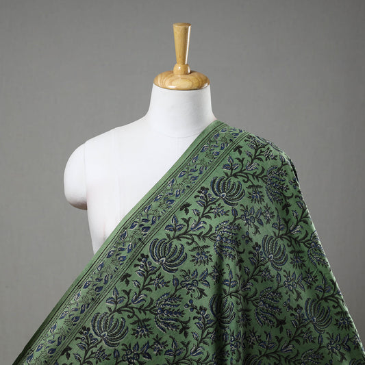 Green - Block Printed Cotton Dabu Bagru Fabric 07