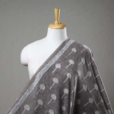 Brown - Block Printed Cotton Dabu Bagru Fabric 06