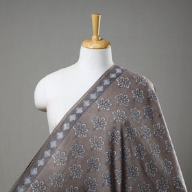 Brown Block Printed Cotton Bagru Fabric
