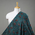 Teal Blue Block Printed Cotton Jahota Fabric