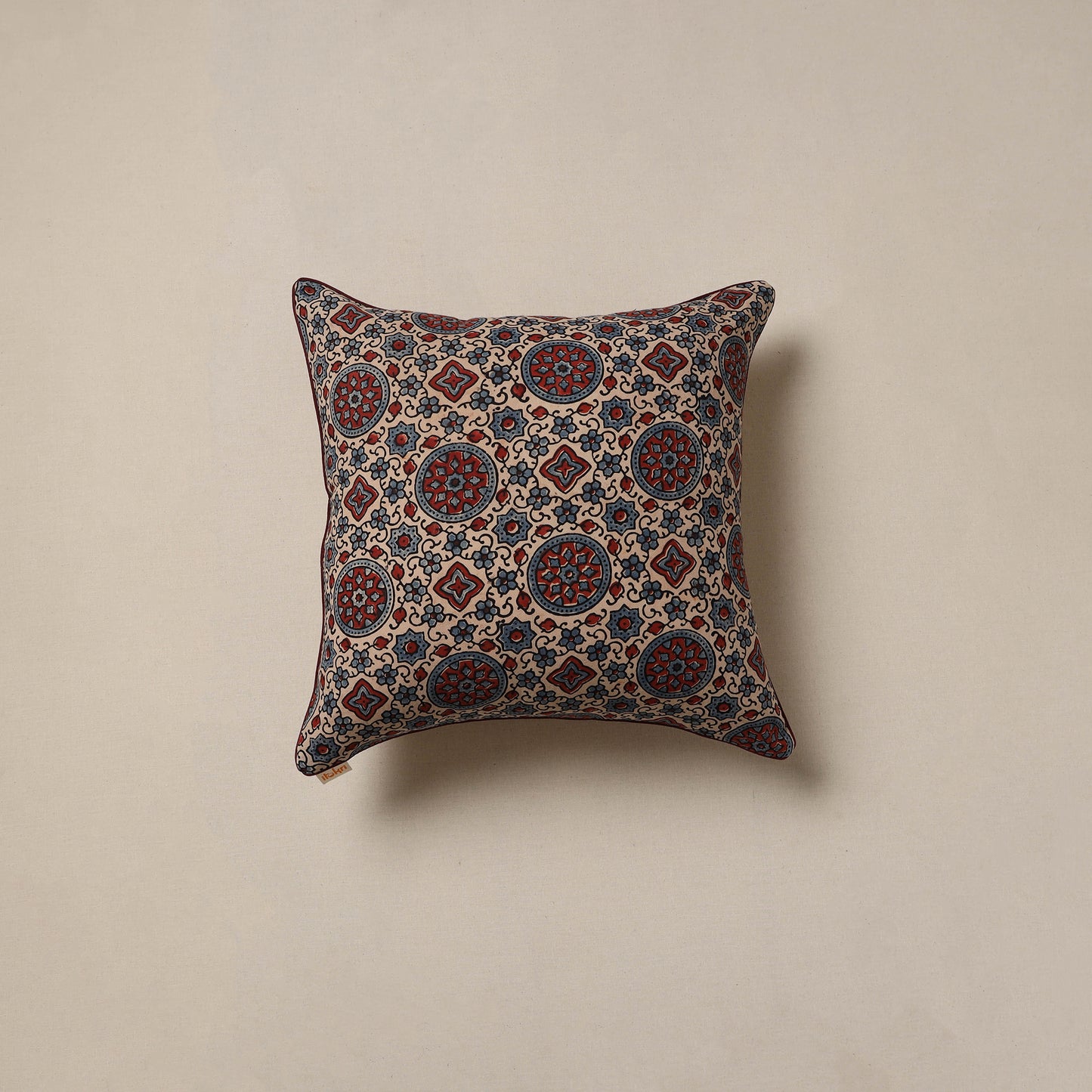 Hand Block Print Ajrakh Cushion Cover 34