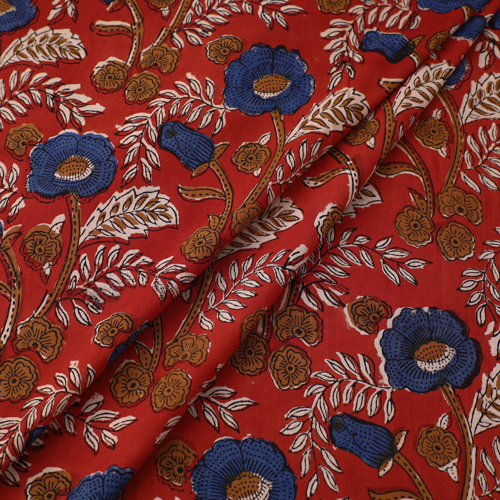 Red - Block Printed Cotton Bagru Kalamkari Fabric 15