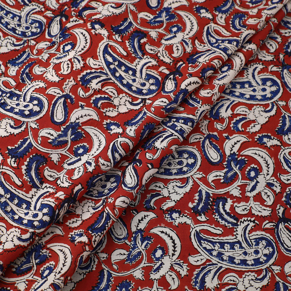 Red - Block Printed Cotton Bagru Kalamkari Fabric 12