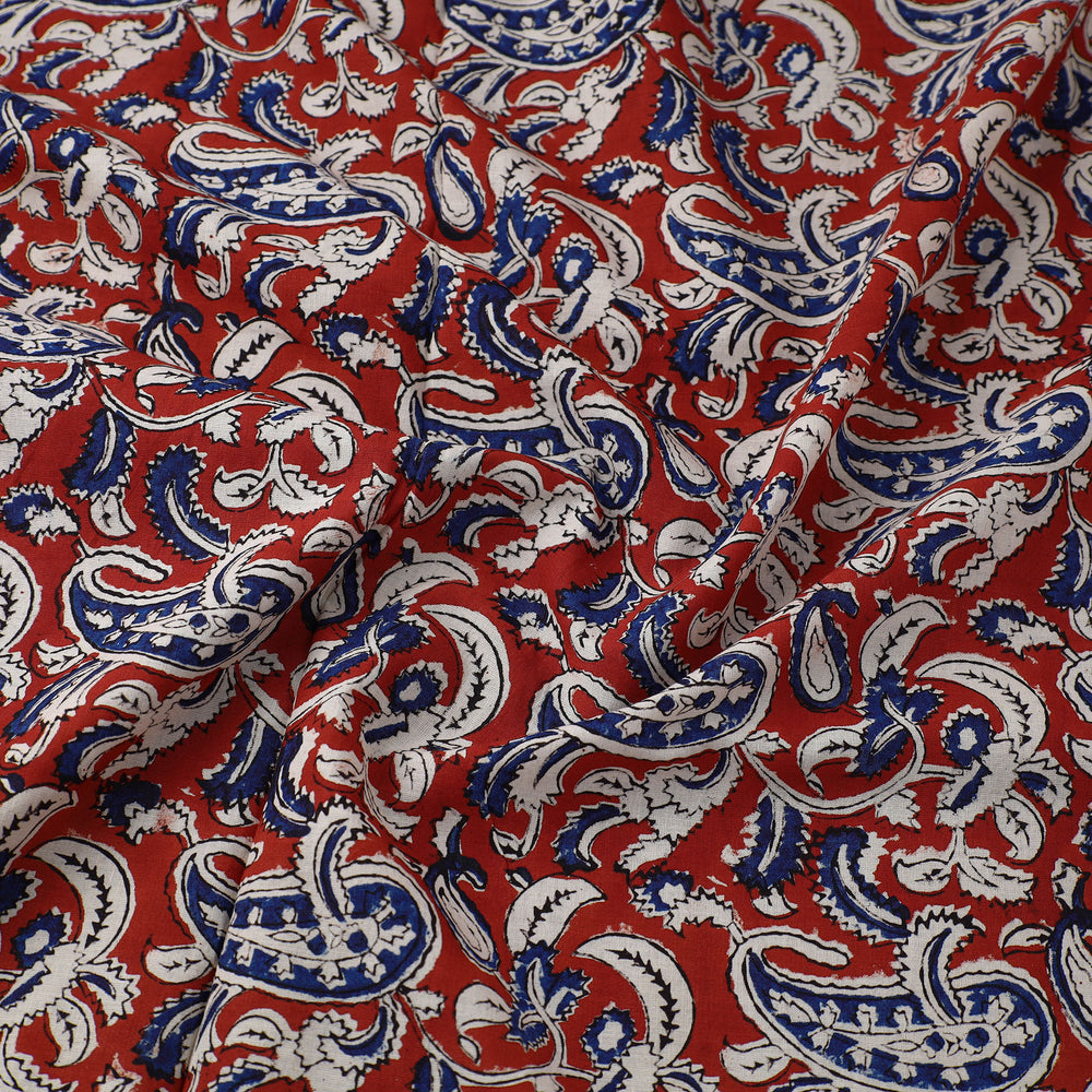 Red - Block Printed Cotton Bagru Kalamkari Fabric 12