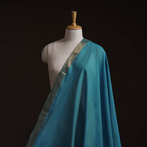Blue - Handloom Mangalagiri Cotton Fabric with Nizam Zari Border 04