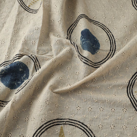 Beige - Hakoba Hand Block Ajrakh Print Natural Dyed Cotton Fabric 154