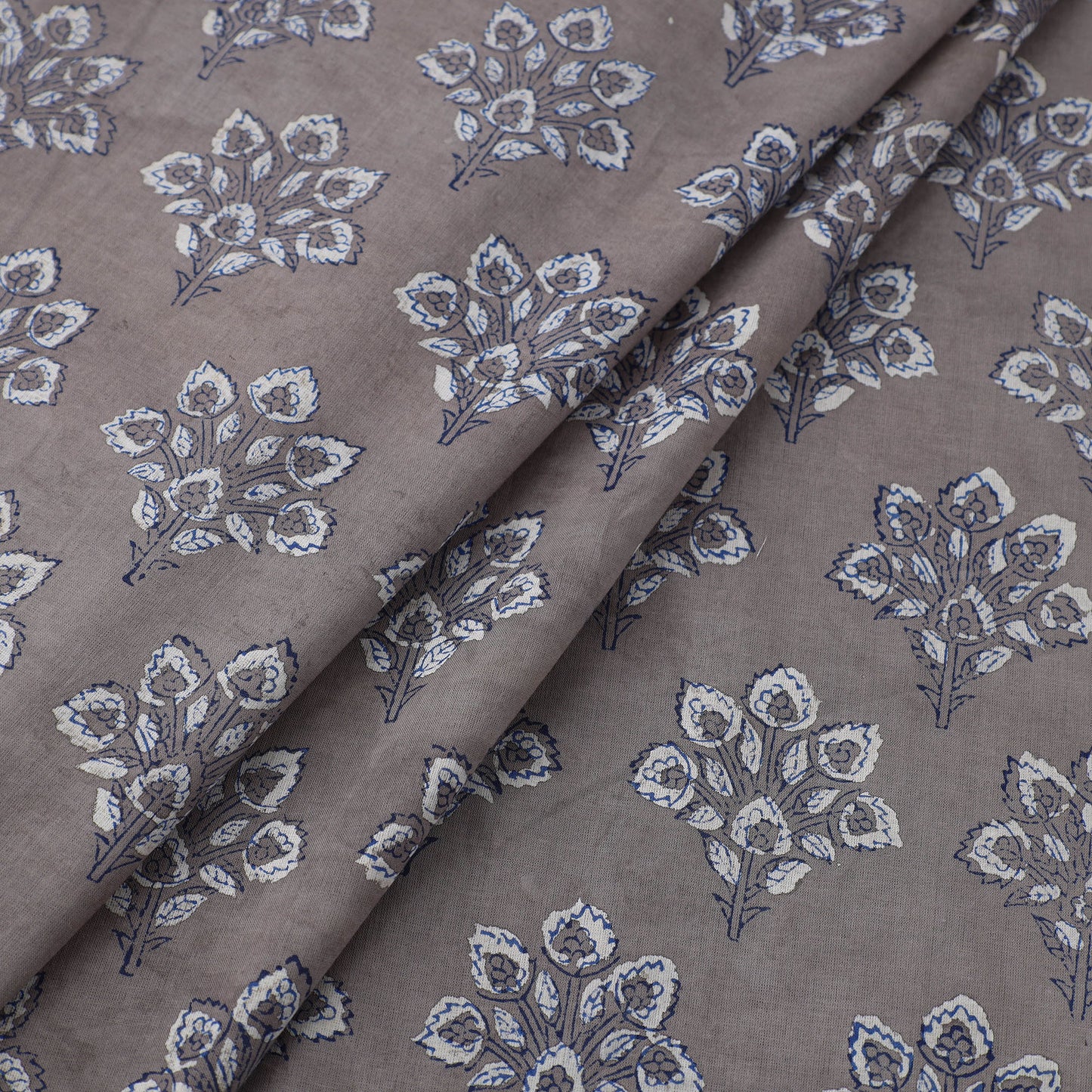 Brown - Block Printed Cotton Dabu Bagru Fabric 05