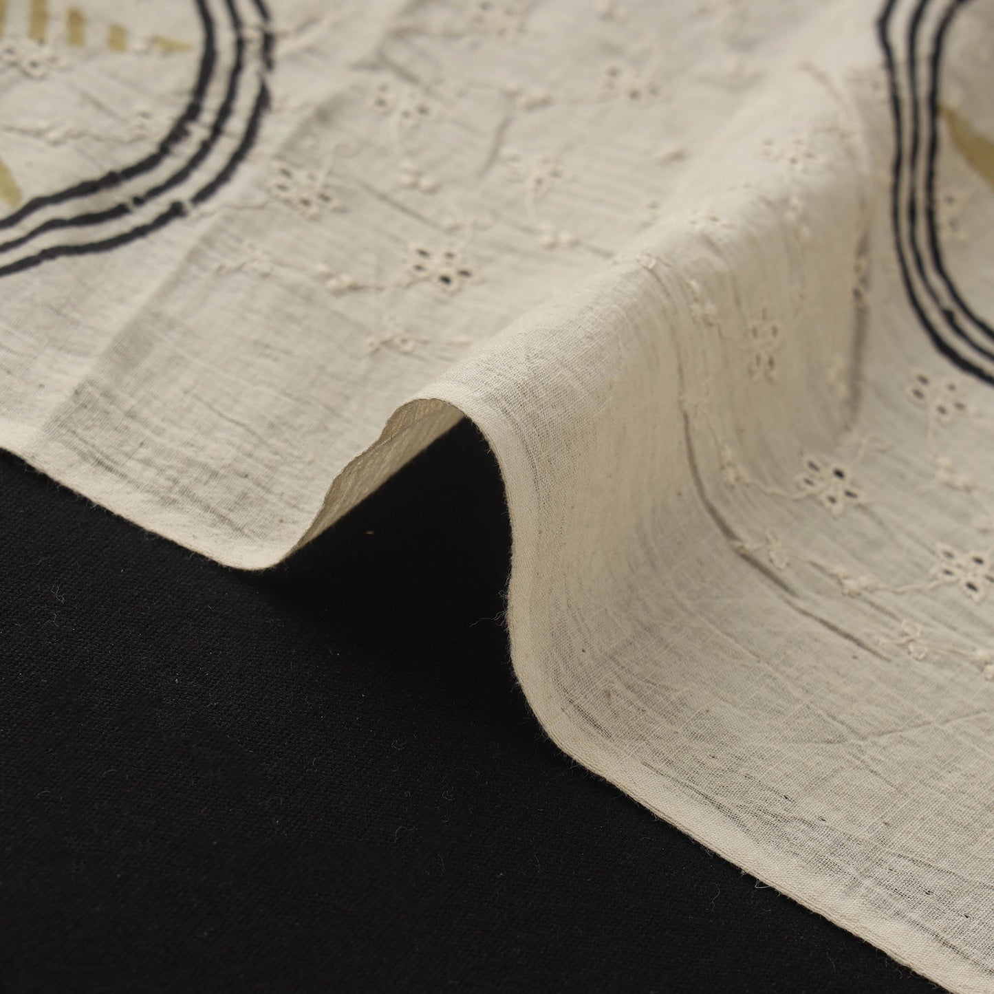 Beige - Hakoba Hand Block Ajrakh Print Natural Dyed Cotton Fabric 154