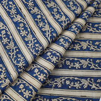 Blue - Block Printed Cotton Bagru Fabric 04