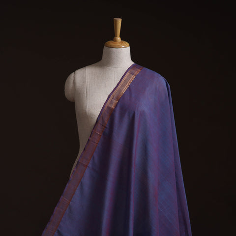 Purple - Handloom Mangalagiri Cotton Fabric with Nizam Zari Border 02