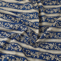 Blue - Block Printed Cotton Bagru Fabric 04