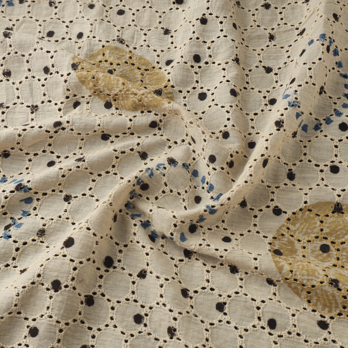 Beige - Hakoba Hand Block Ajrakh Print Natural Dyed Cotton Fabric 153