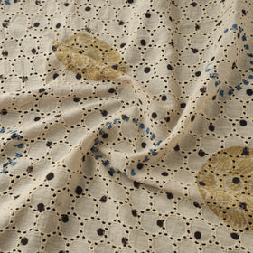 Beige - Hakoba Hand Block Ajrakh Print Natural Dyed Cotton Fabric 153