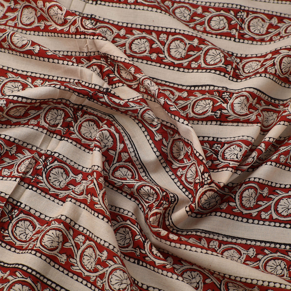 Red - Block Printed Cotton Bagru Fabric 03