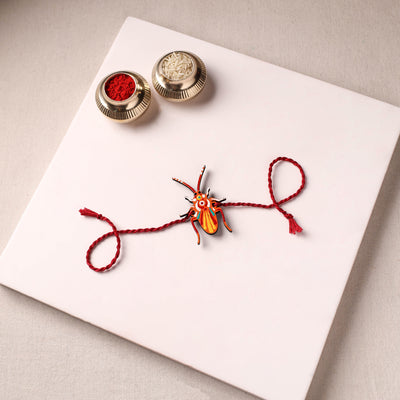 Cockroach - Reusable Mandala Art Handpainted Wooden Rakhi 01