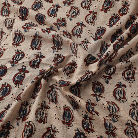 Beige - Hakoba Hand Block Ajrakh Print Natural Dyed Cotton Fabric 156