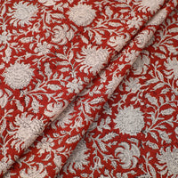 Red - Block Printed Cotton Bagru Fabric 02