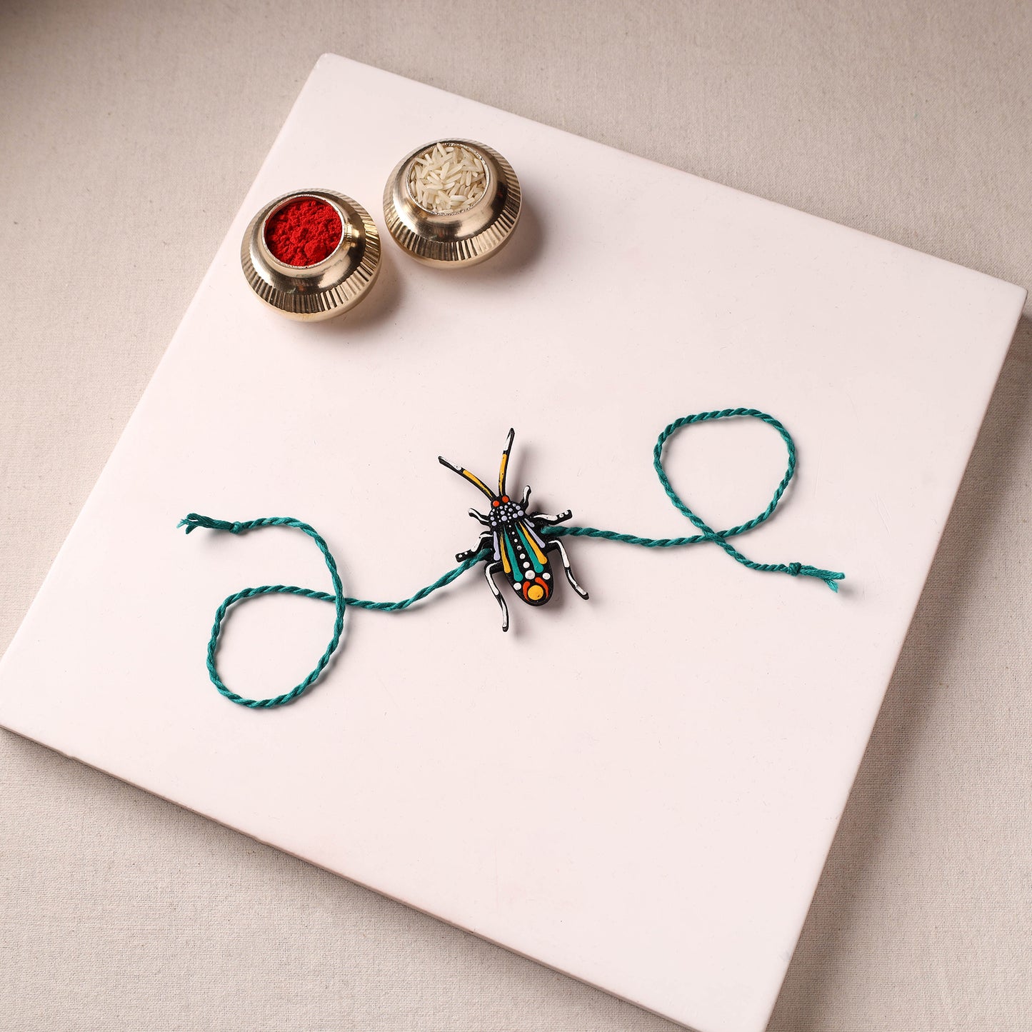 Cockroach - Reusable Mandala Art Handpainted Wooden Rakhi 02