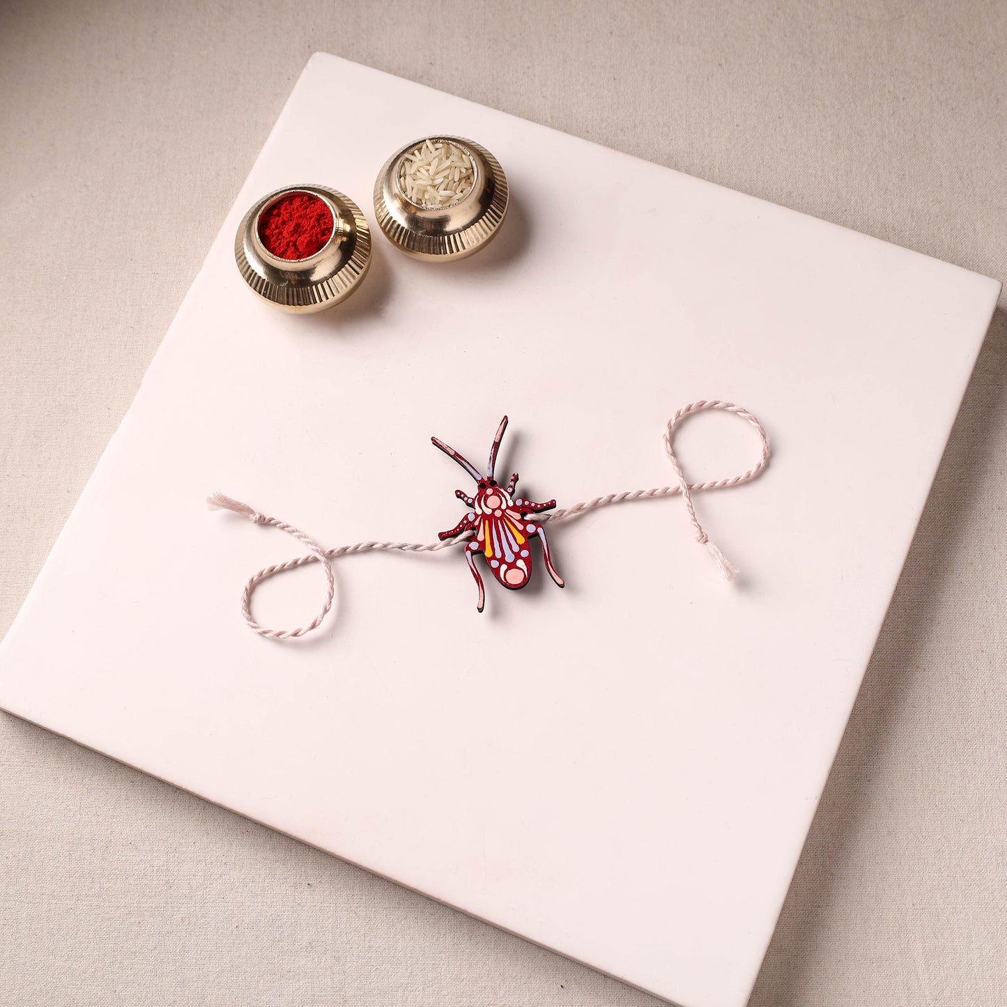 Cockroach - Reusable Mandala Art Handpainted Wooden Rakhi 03