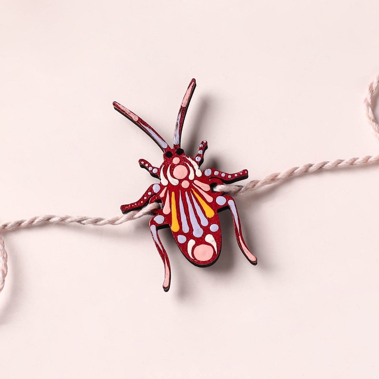 Cockroach - Reusable Mandala Art Handpainted Wooden Rakhi 03